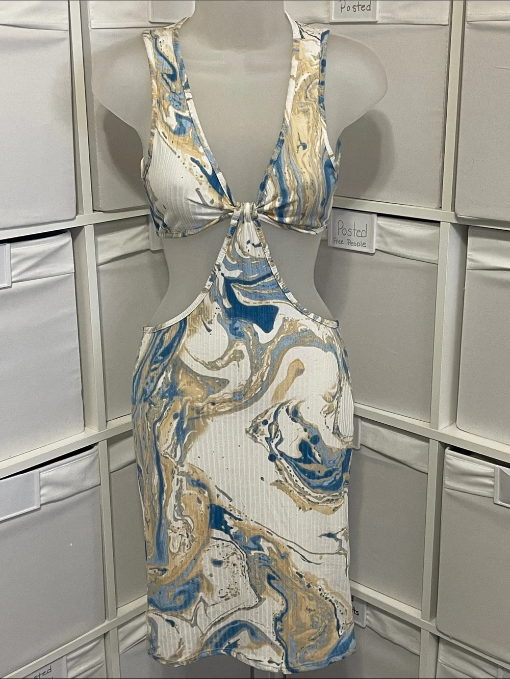 caution to the wind blue dress Caution To The Wind | Dresses | Caution To The Wind Blue Marble Cutout Dress